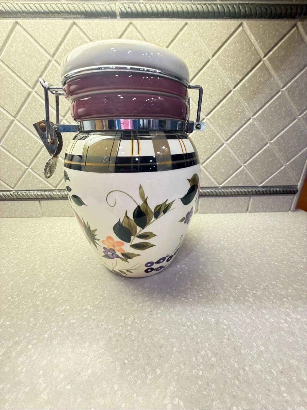 Oneida Strawberry Plaid Medium Canister