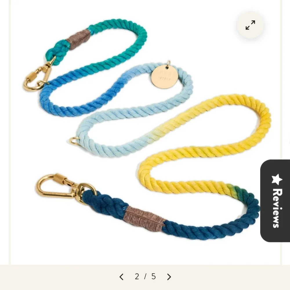 New hand dyed Marine-grade rope pet leash Brass Hardware