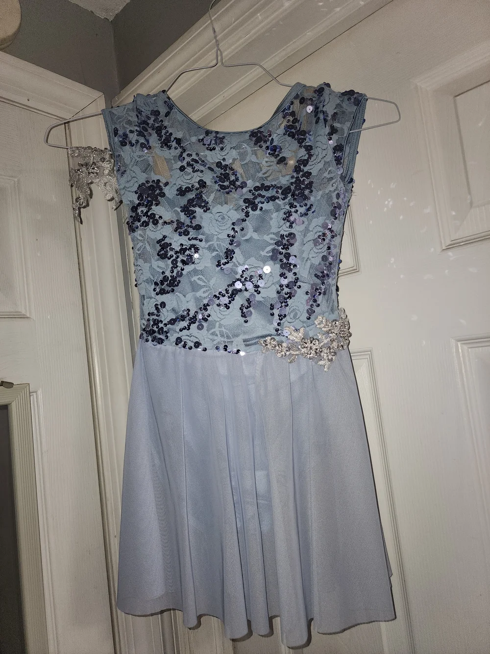 Light Blue Sequin Lace Cocktail Dress