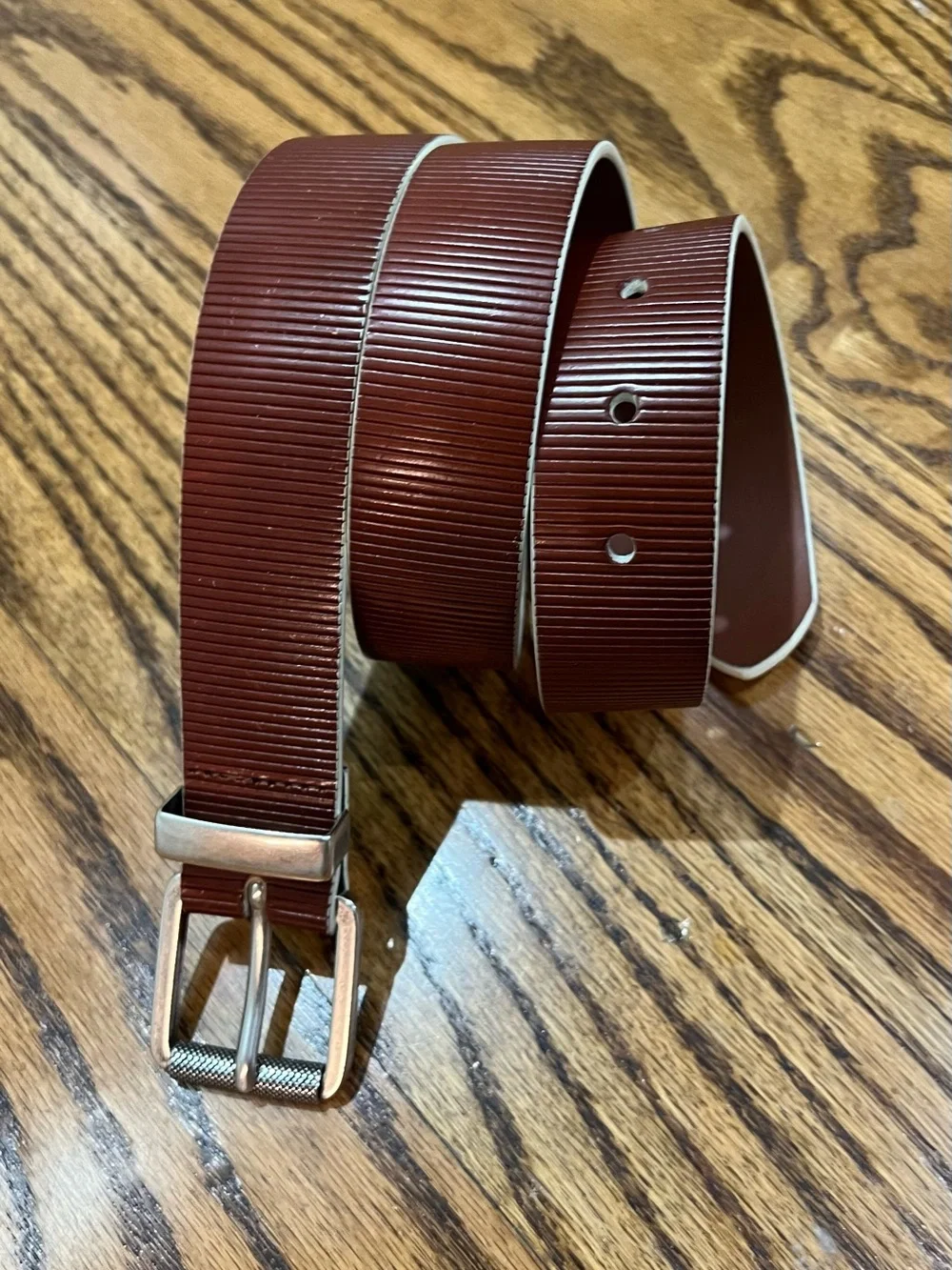 Johnston & Murphy Pair Men's Ribbed Textured Leather Belts Sz 34 Black Brown
