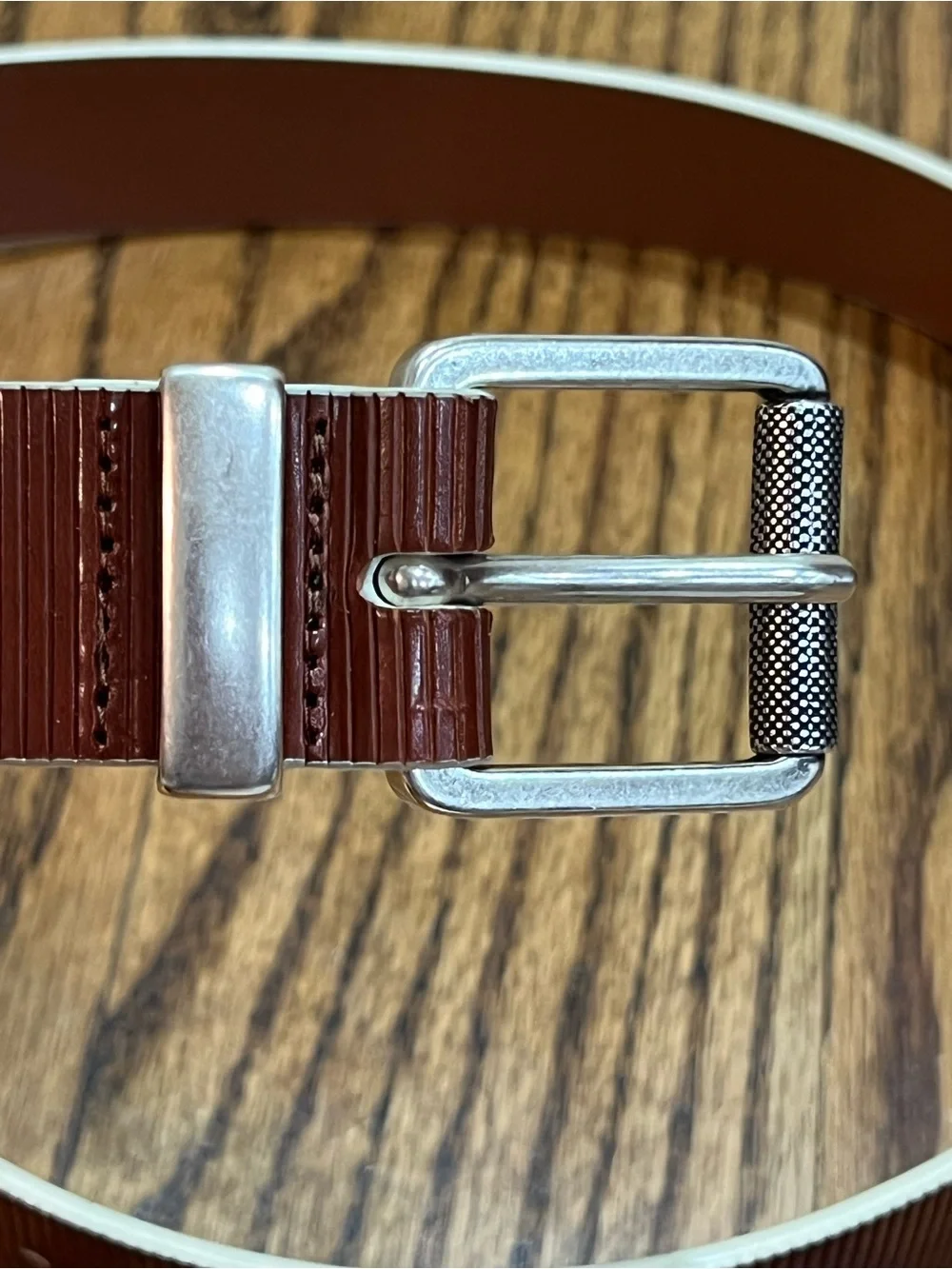 Johnston & Murphy Pair Men's Ribbed Textured Leather Belts Sz 34 Black Brown