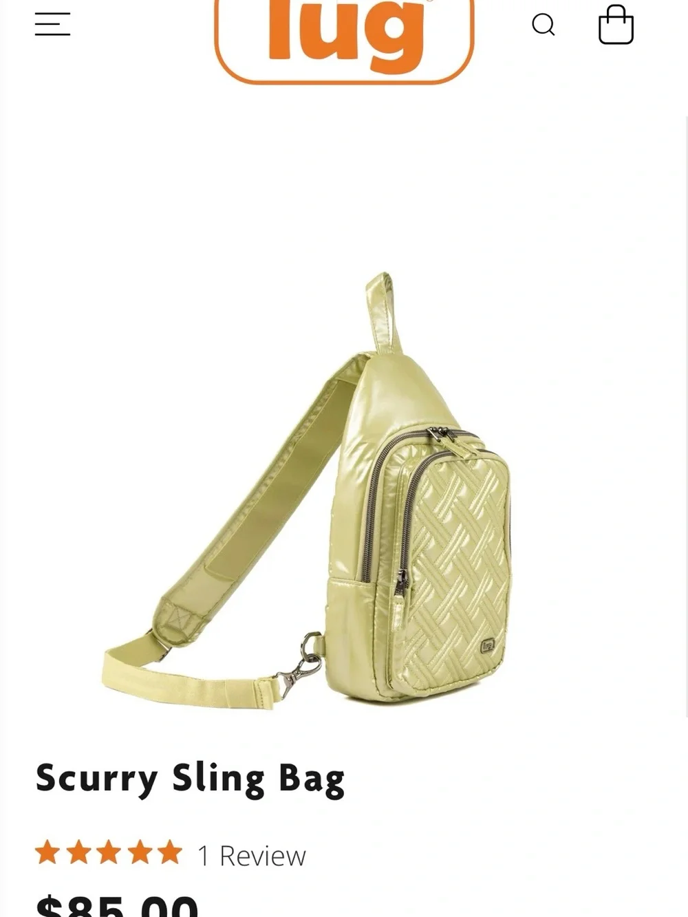 NWT lug Scurry Sling Quilted Metallic Bag - RFiD
