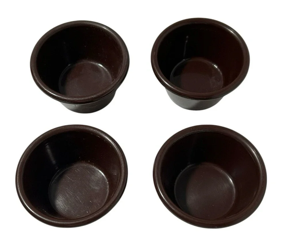 Gessner Set Of 4 Ramekin/ Condiment Bowls Brown 3 Oz Made in USA Dishwasher Safe