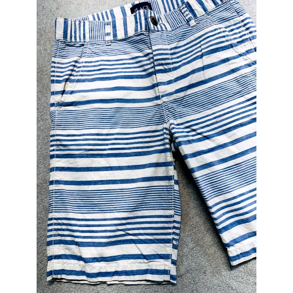 The Childrens Place Striped Shorts Kids Size 10 Blue White Nautical Chino