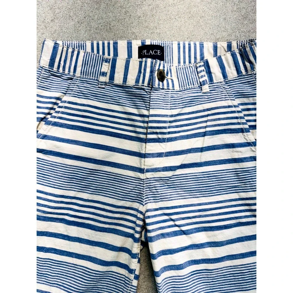 The Childrens Place Striped Shorts Kids Size 10 Blue White Nautical Chino