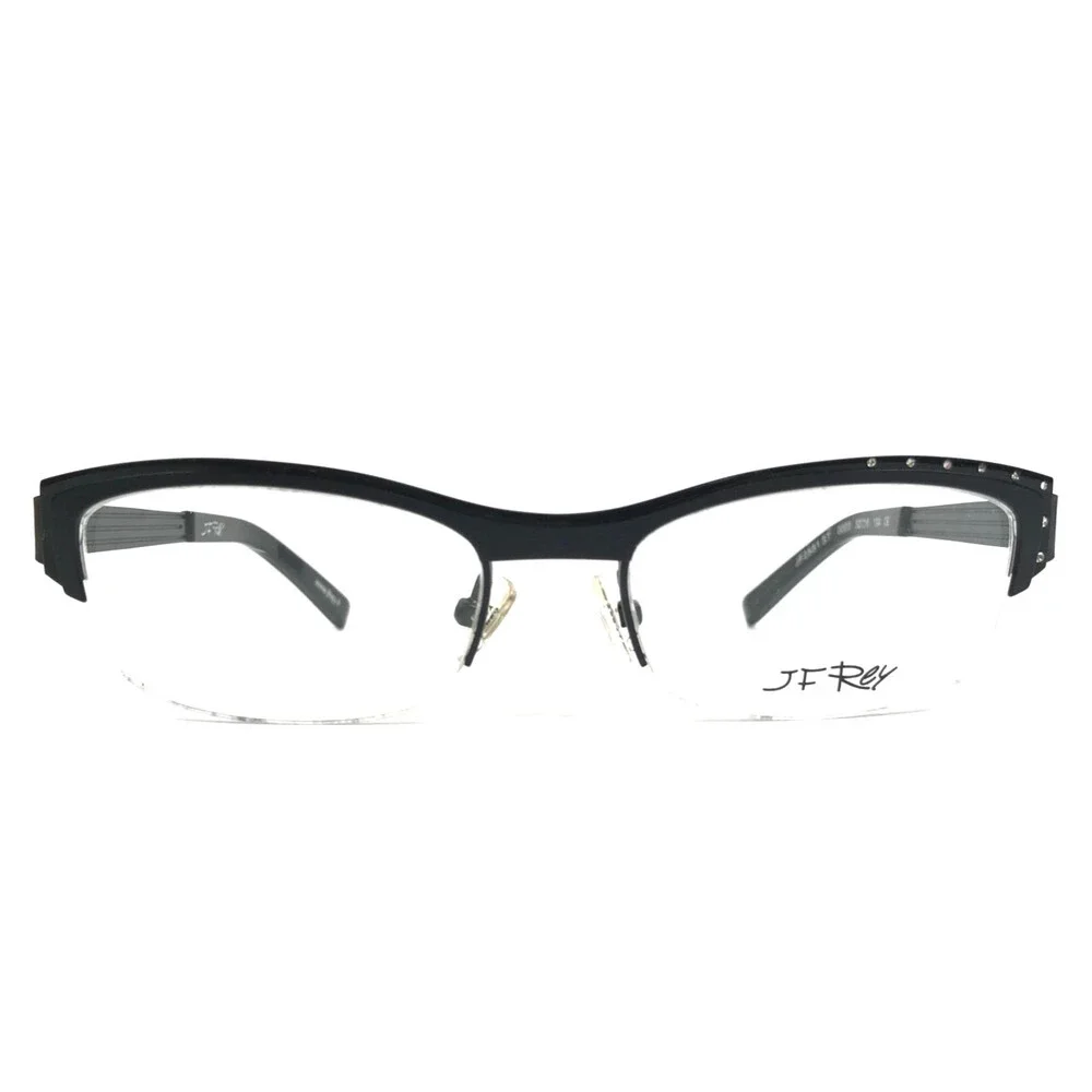 J.F. Rey Eyeglasses Frames JF2551 ST 0000 Black Asymetric Crystals 52-18-134