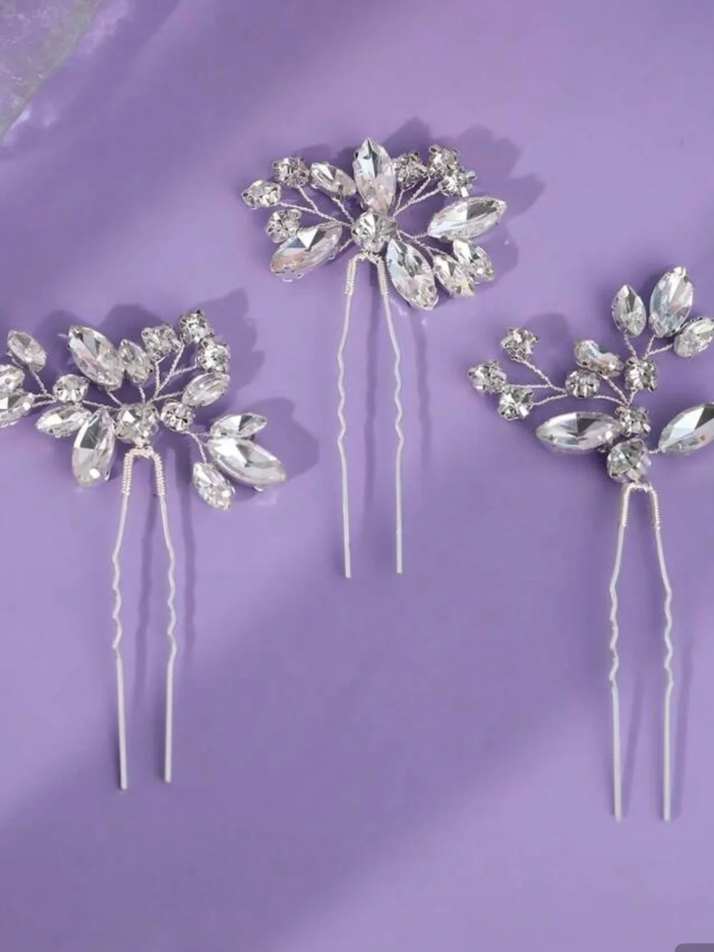 Bridal Silver Crystal Hair Pins - Elegant Wedding Hair Accessories