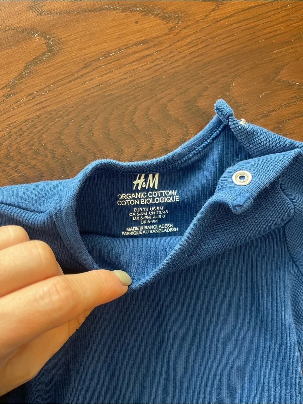 H&M Long-Sleeve Baby Bodysuit Duo - Dark Blue & Light Blue