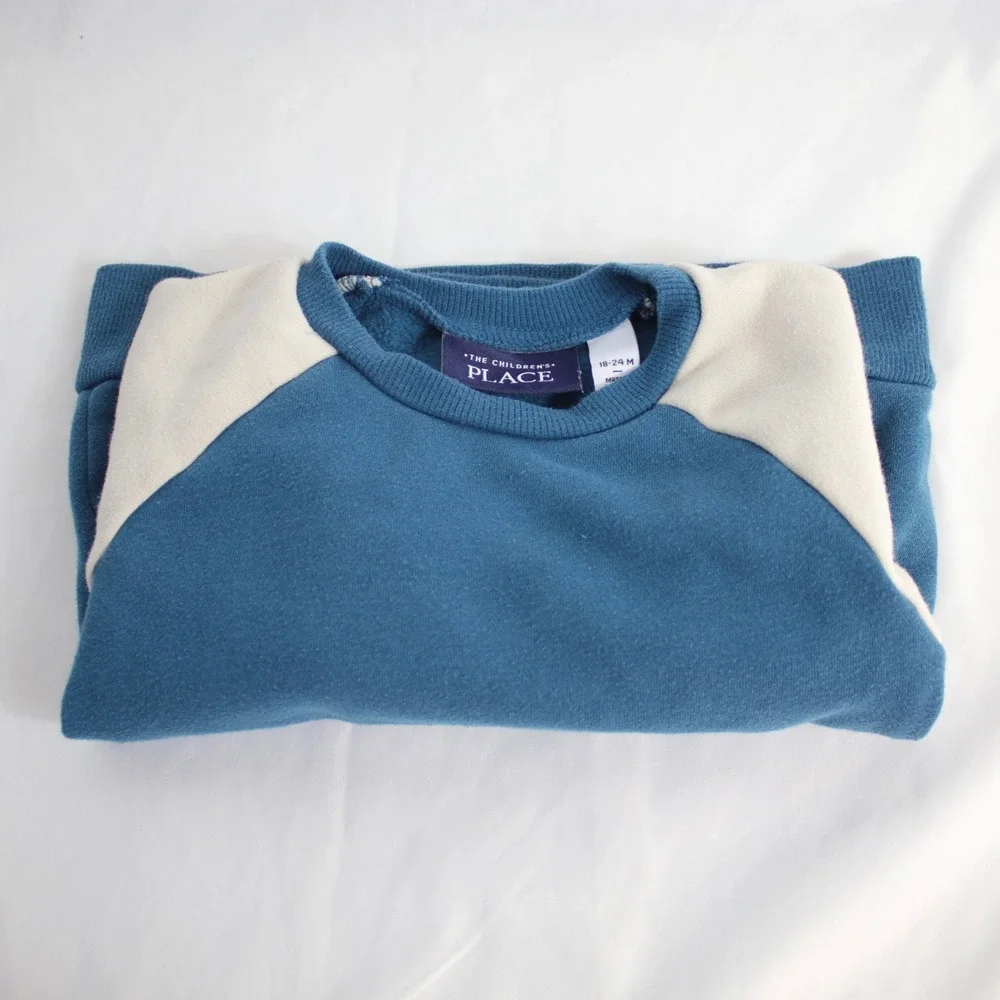 The Children's‎ Place Teal, White & Tan Long Sleeve Sweater Boys Size 18-24 M