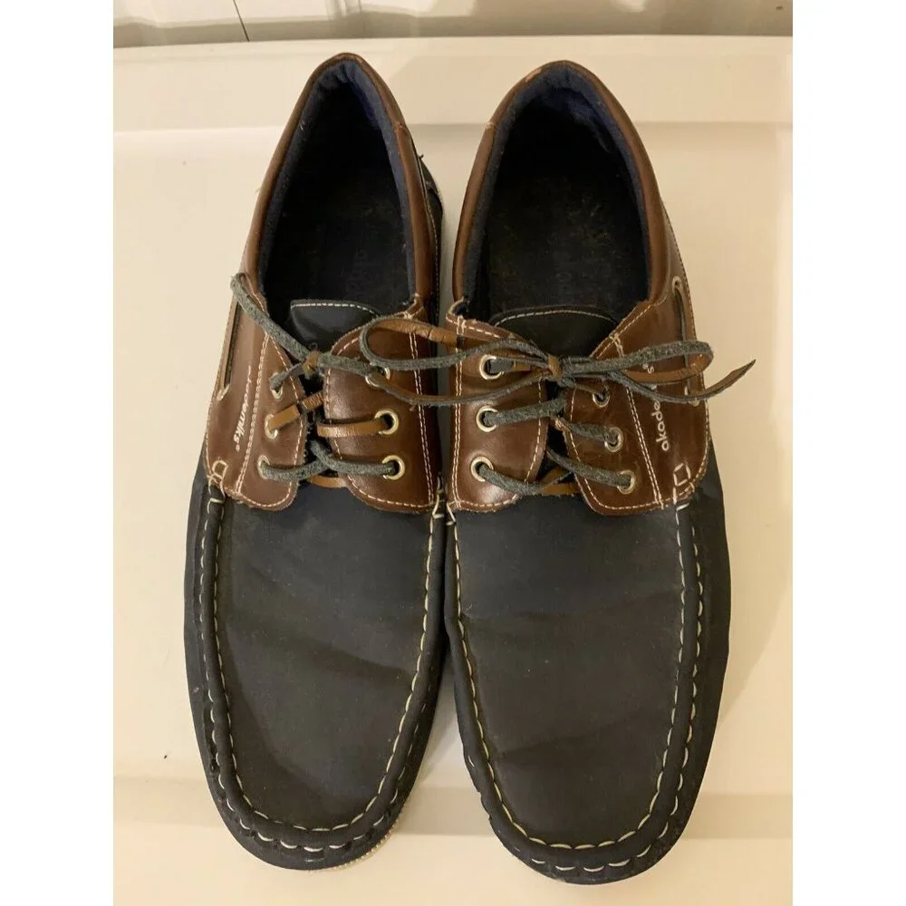 Akademiks Men’s Sz 10 Comfort Lace Up Casual‎ Boat Shoe Loafers Blue Brown