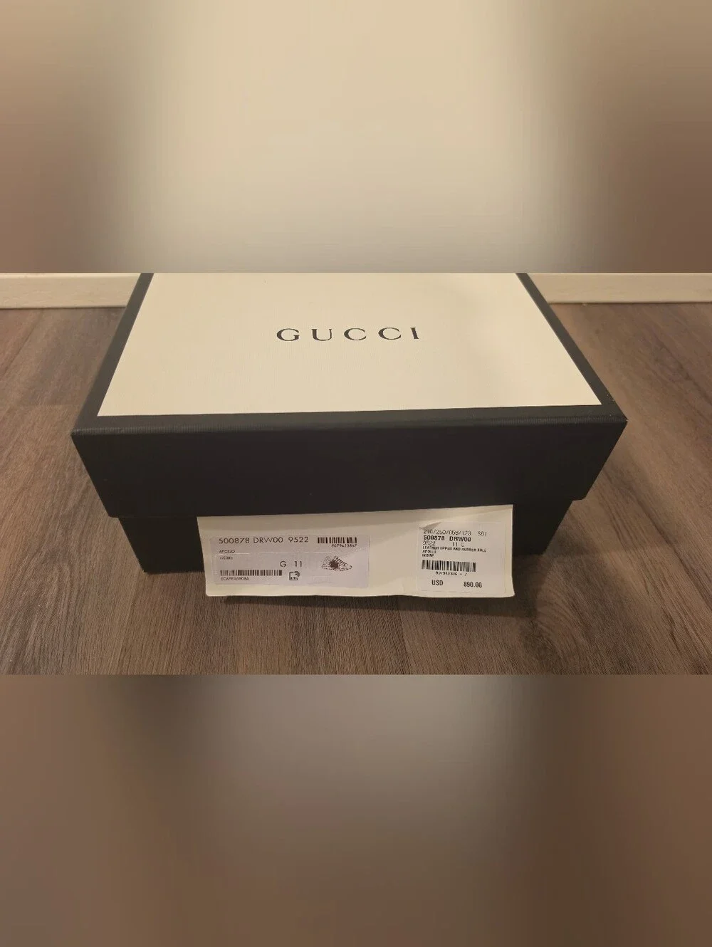 Gucci Cream Leather Sneakers with Red & Yellow Logo
