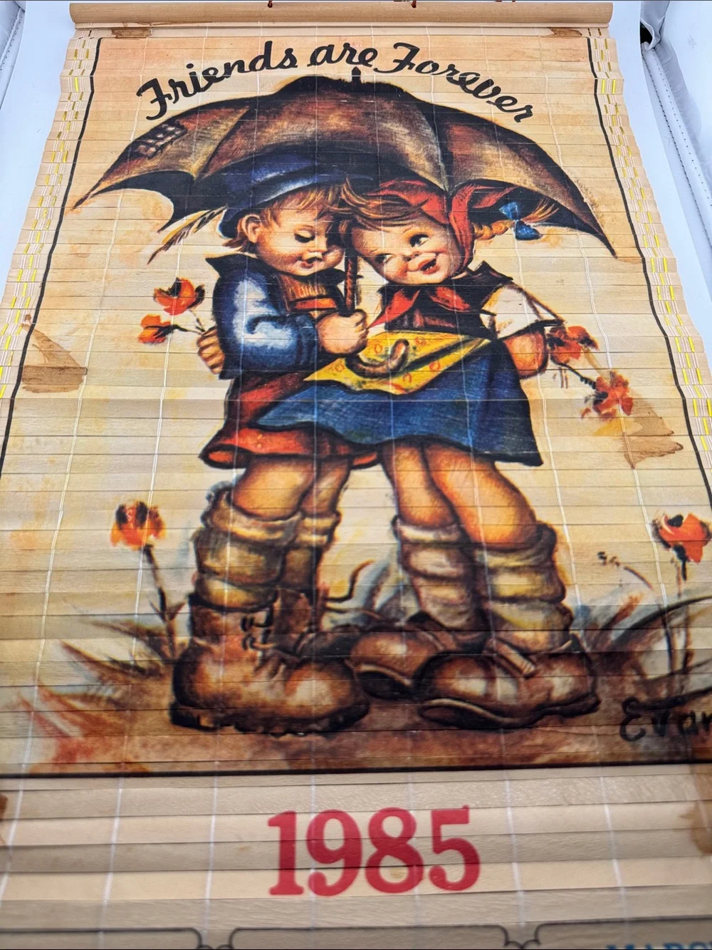 Vintage 1985 “Friends Are Forever” Reed Wall Hanging Calendar | Double sided