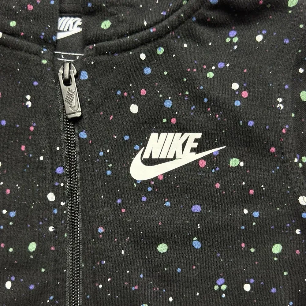 Nike Little Boys’ Full-Zip Hoodie Splatter Print Black Size Large 6-7 Year Olds