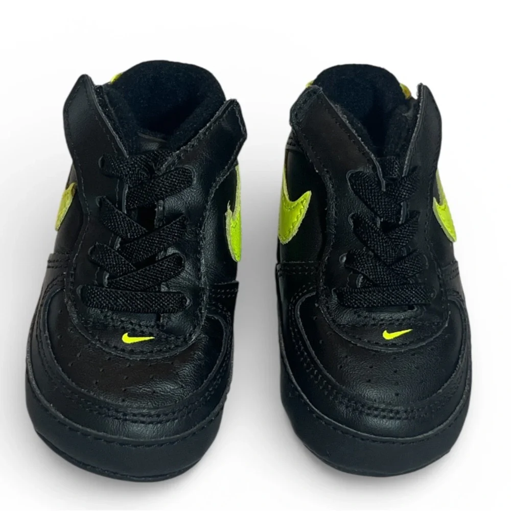 Nike Baby/Walker Black Sneakers with Neon Yellow Swoosh