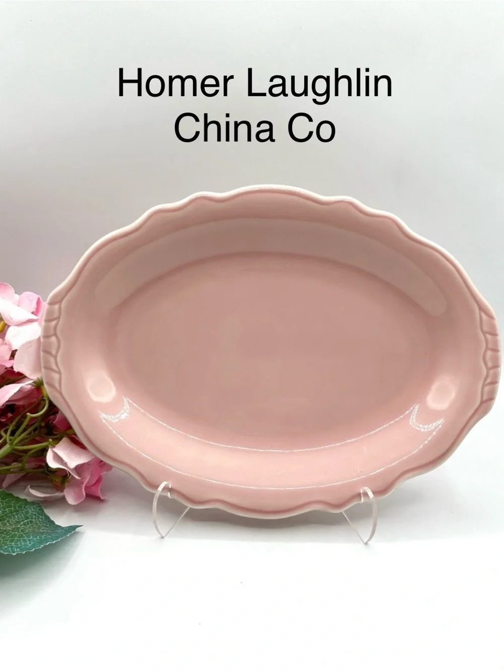 Homer Laughlin Terrace Pink Oval Platter 11.5”