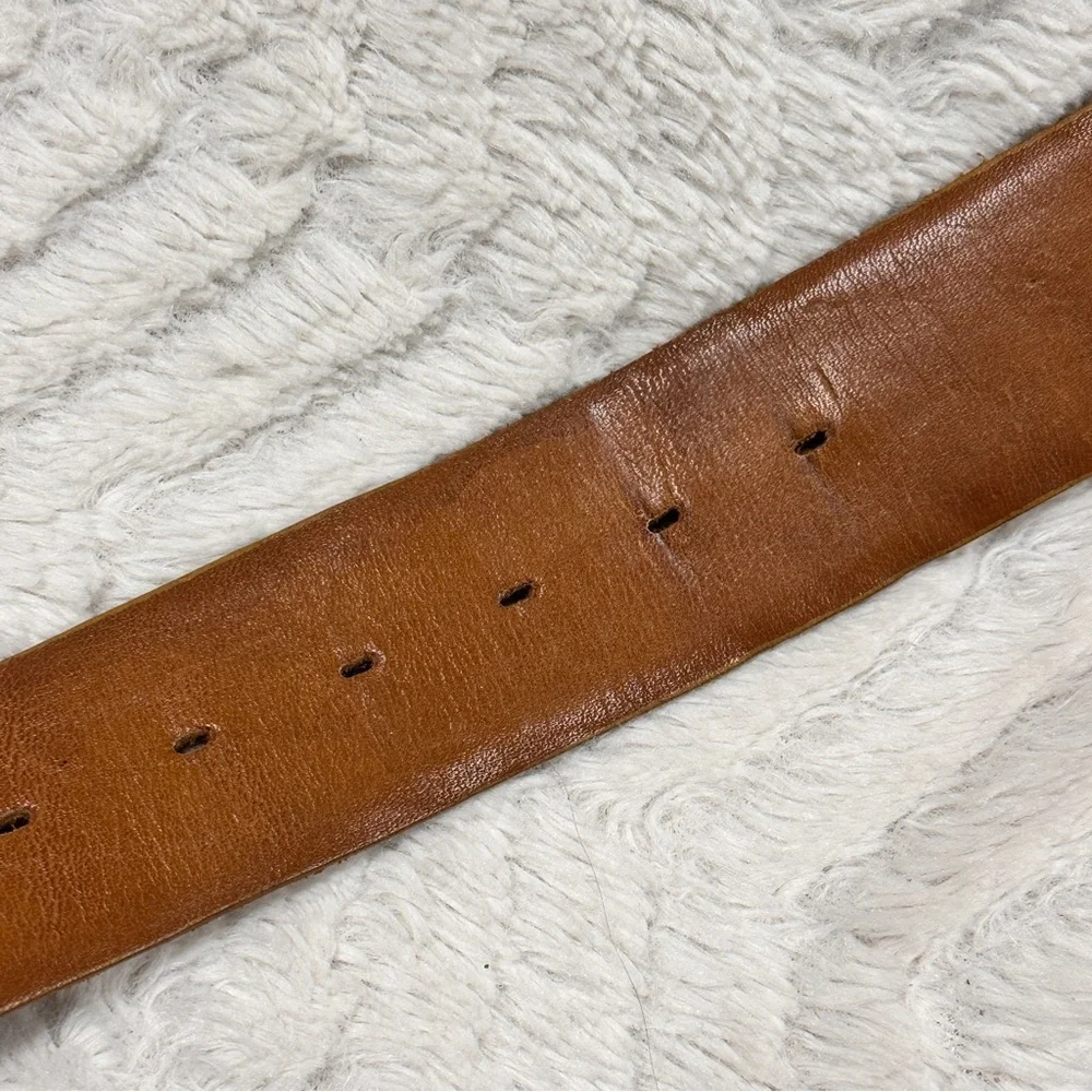 Vintage Hickok Belt Makers, Carmel Brown Cowhide Leather Gold Tone Buckle, M