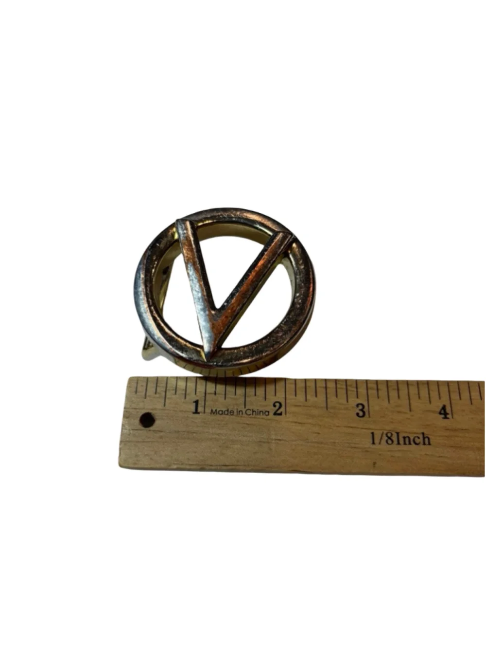Vintage Valentino V Logo Belt Buckle SILVER Tone Designer Statement Accessory