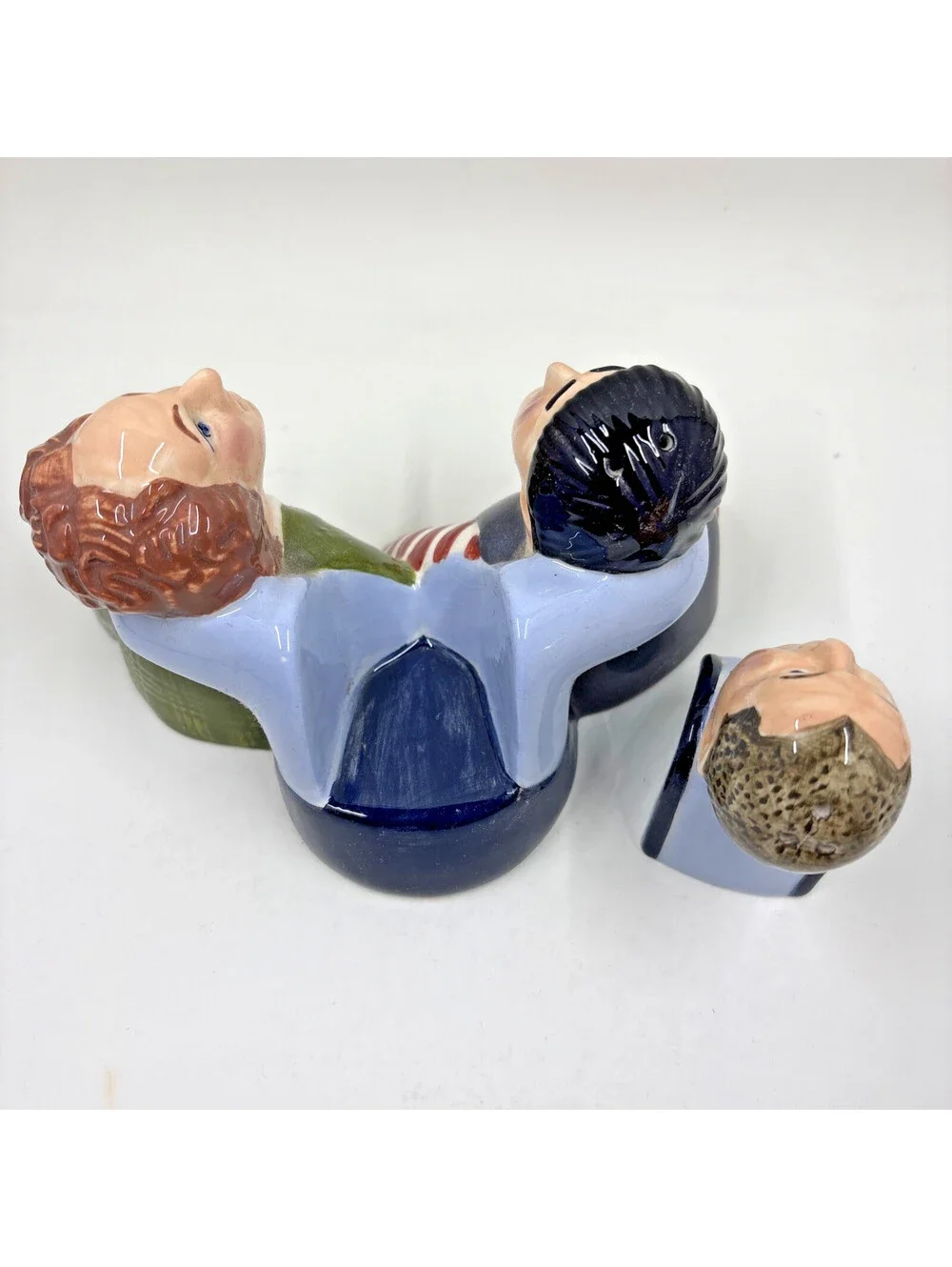 3 THREE STOGES Moe Curly Larry Salt & Pepper Shaker Set (1997) by Clay Art