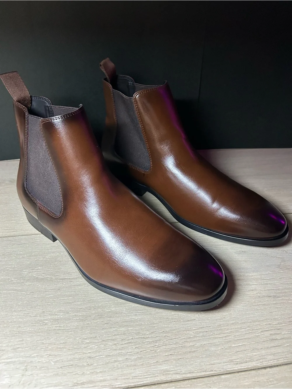 Zara Men's Brown Leather Chelsea Boots