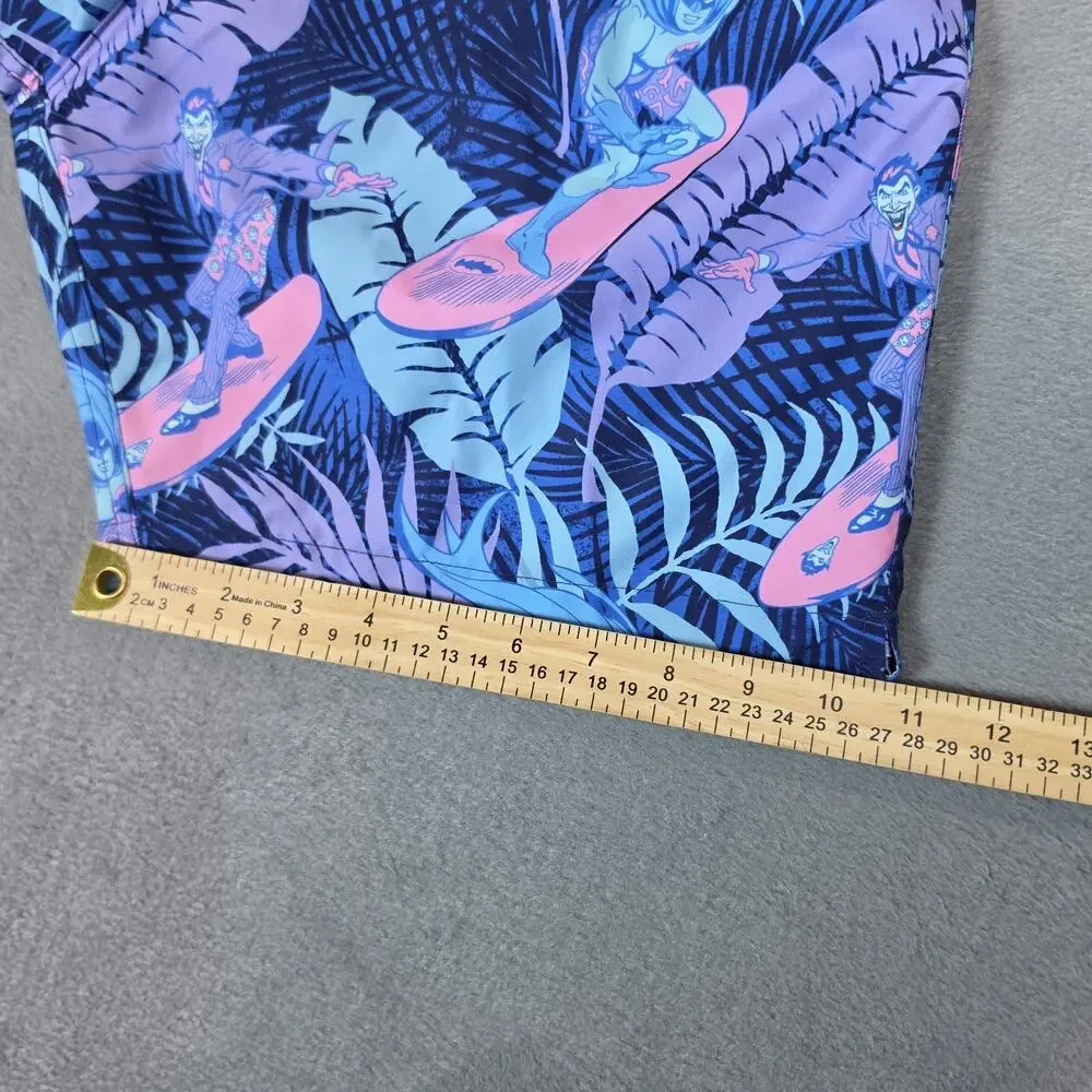 Batman Joker Surfing Swim Trunks Men's Size Small Blue Pink Board Shorts NWT