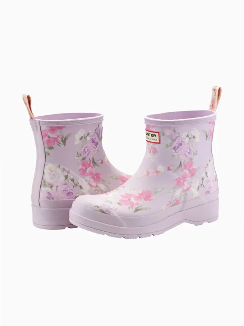 Hunter x LoveShackFancy Play Short Rain Boots Happy Thoughts Pink Floral 7 NWT