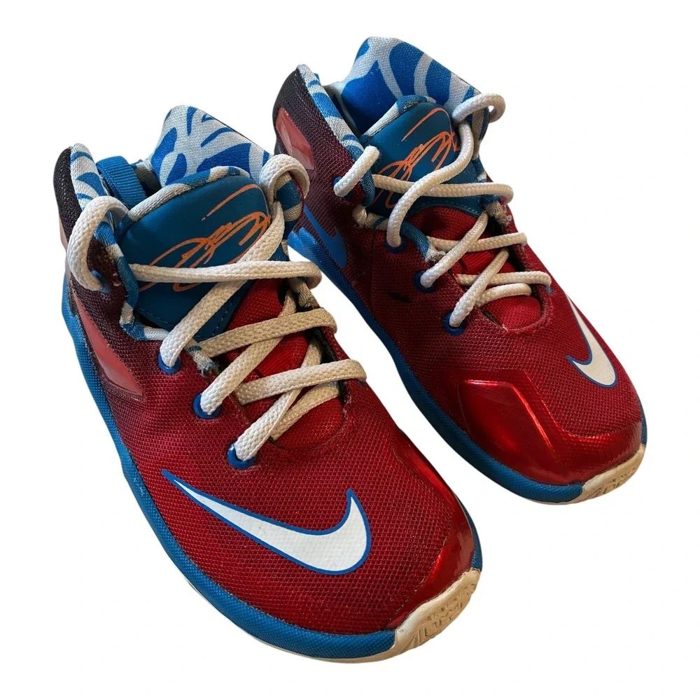Nike LeBron Witness Basketball Shoes Kids‎ Size 8C Red Blue White Sneakers