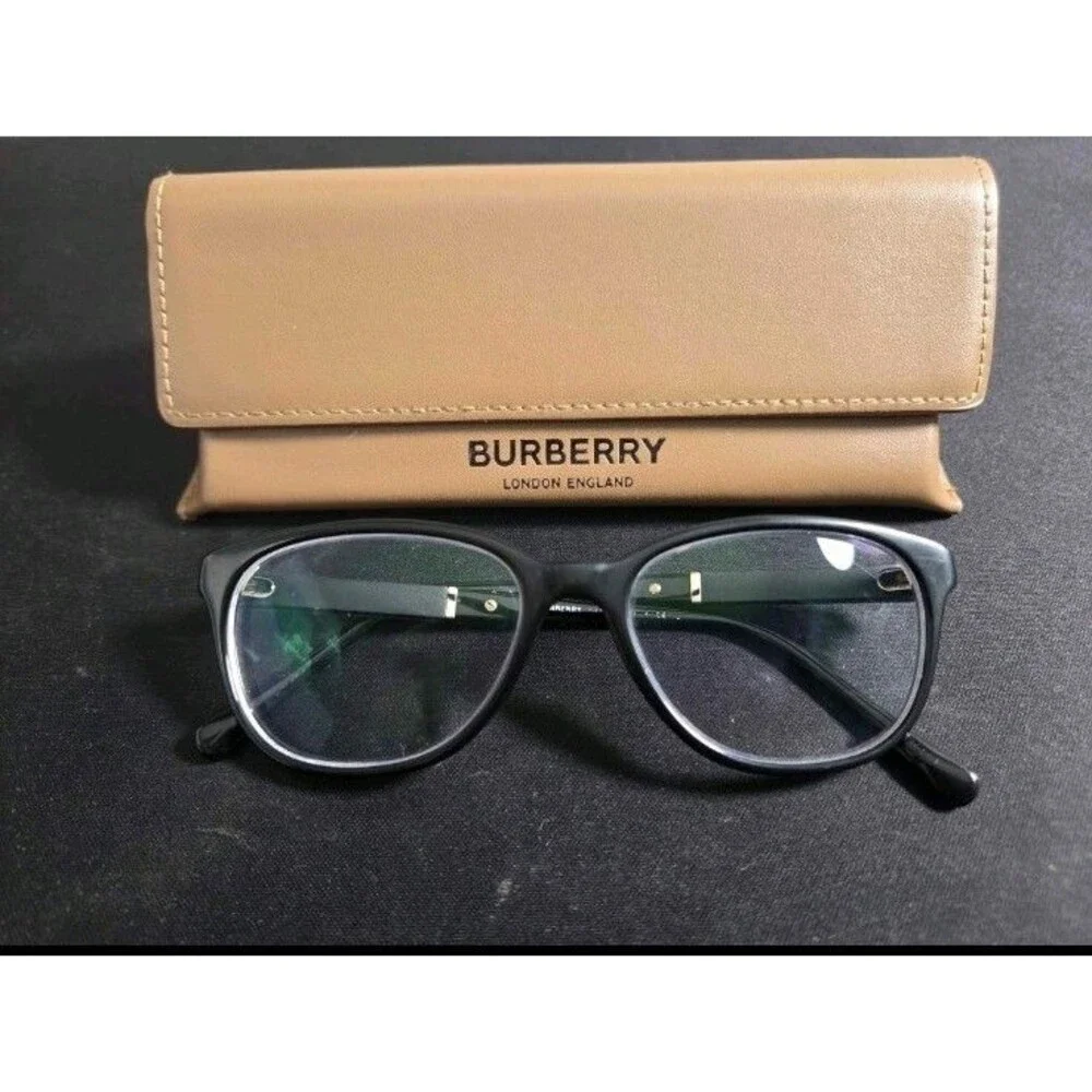 Burberry Black Check Plaid Eyeglasses Frames w/ Case Unisex Rx Ready