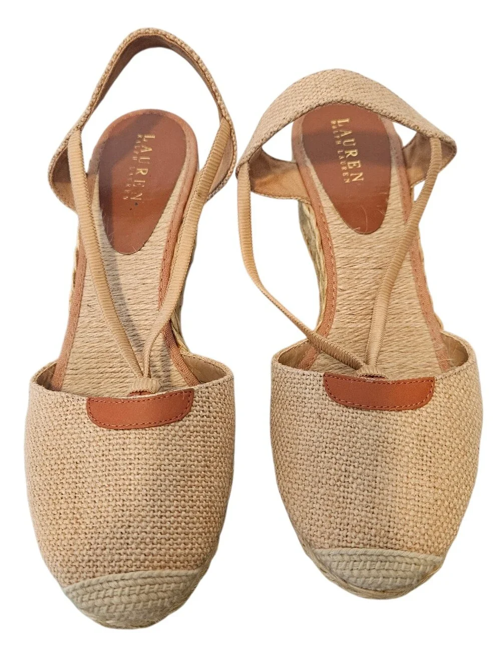 Lauren Ralph Lauren Women's Cala Espadrille‎ Wedge Sandals Tan Size 11B