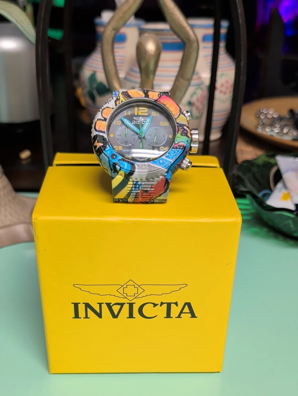 Invicta Multicolor Graffiti-Style Chronograph Watch