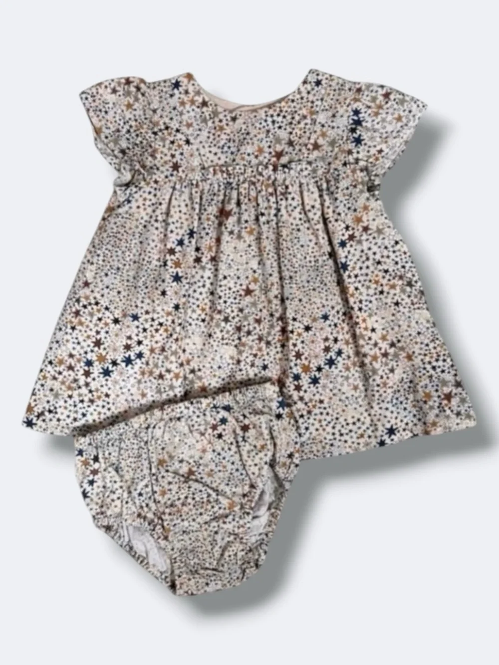 🦄 3/$36 Zara Mini Dress Set Baby Girl 9-12M Cream Star Corduroy Bloomers Set