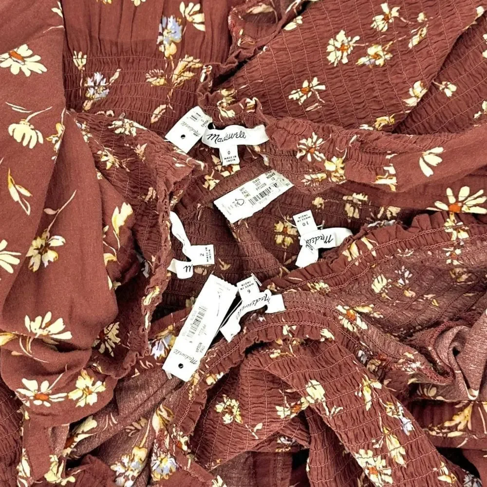 Madewell Women's NWT Lucie Smocked Floral Peplum Top size 2 Cottagecore Milkmaid