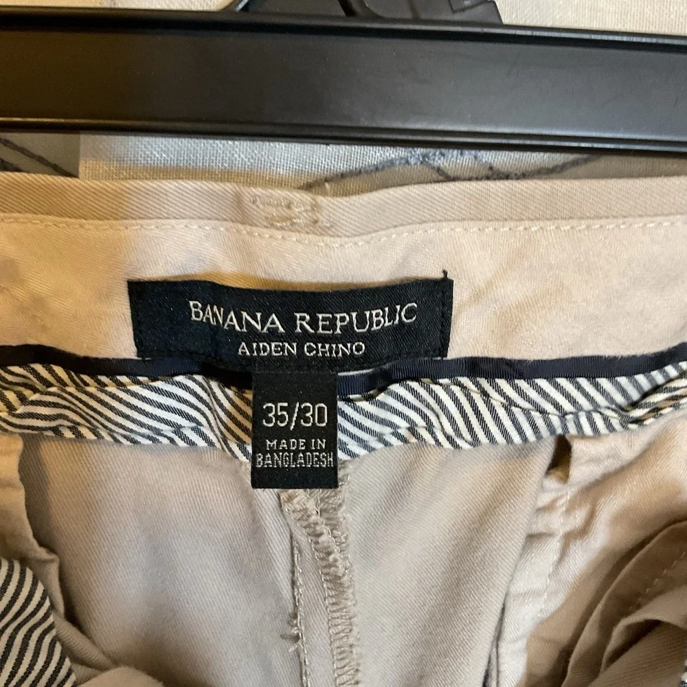 Men's Banana Republic Aiden Chino Khaki Dress‎ Slacks Beige Size 35/30