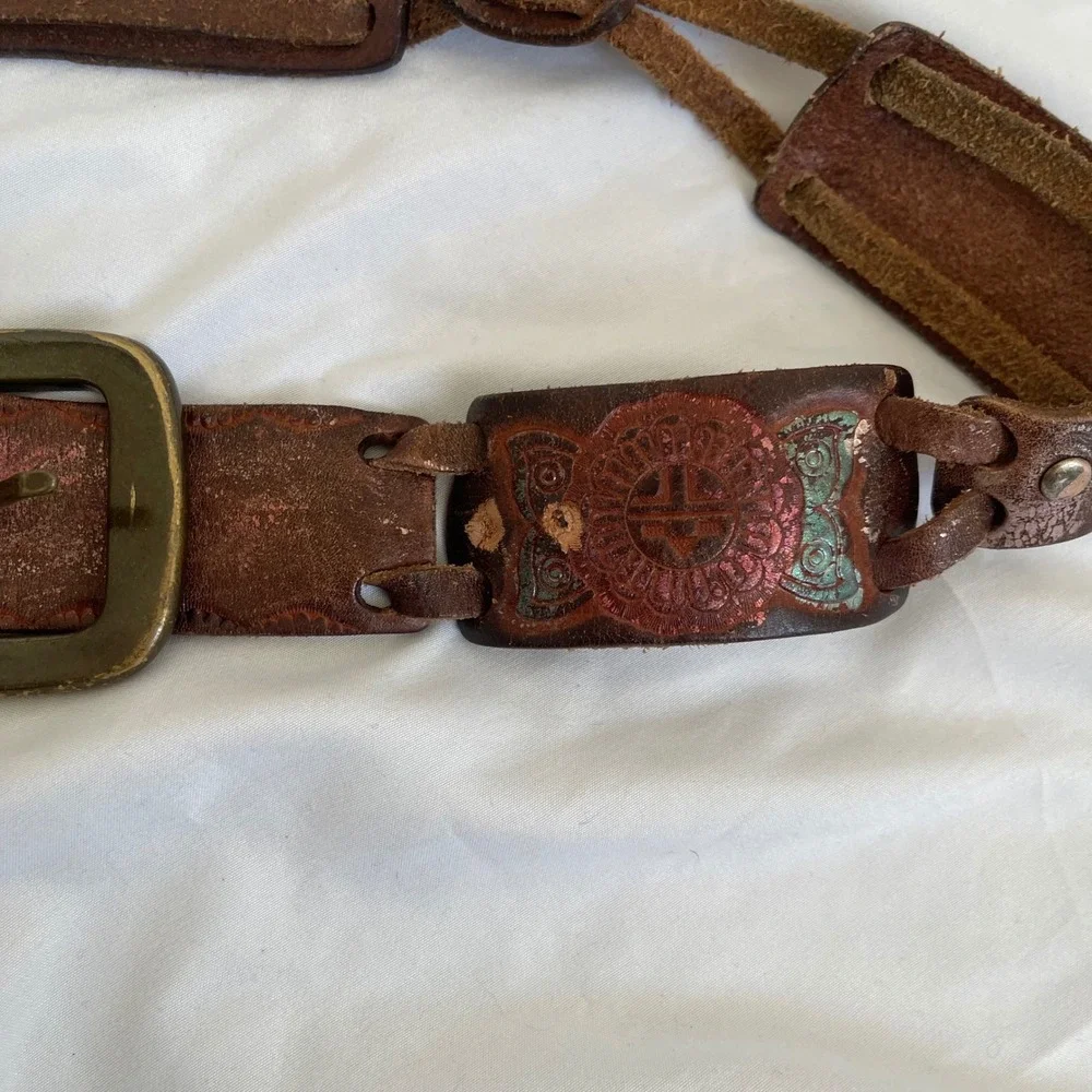 Vintage Fossil Genuine Leather Foil‎ Woven Belt