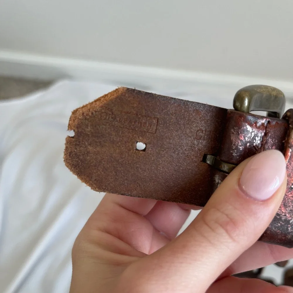Vintage Fossil Genuine Leather Foil‎ Woven Belt
