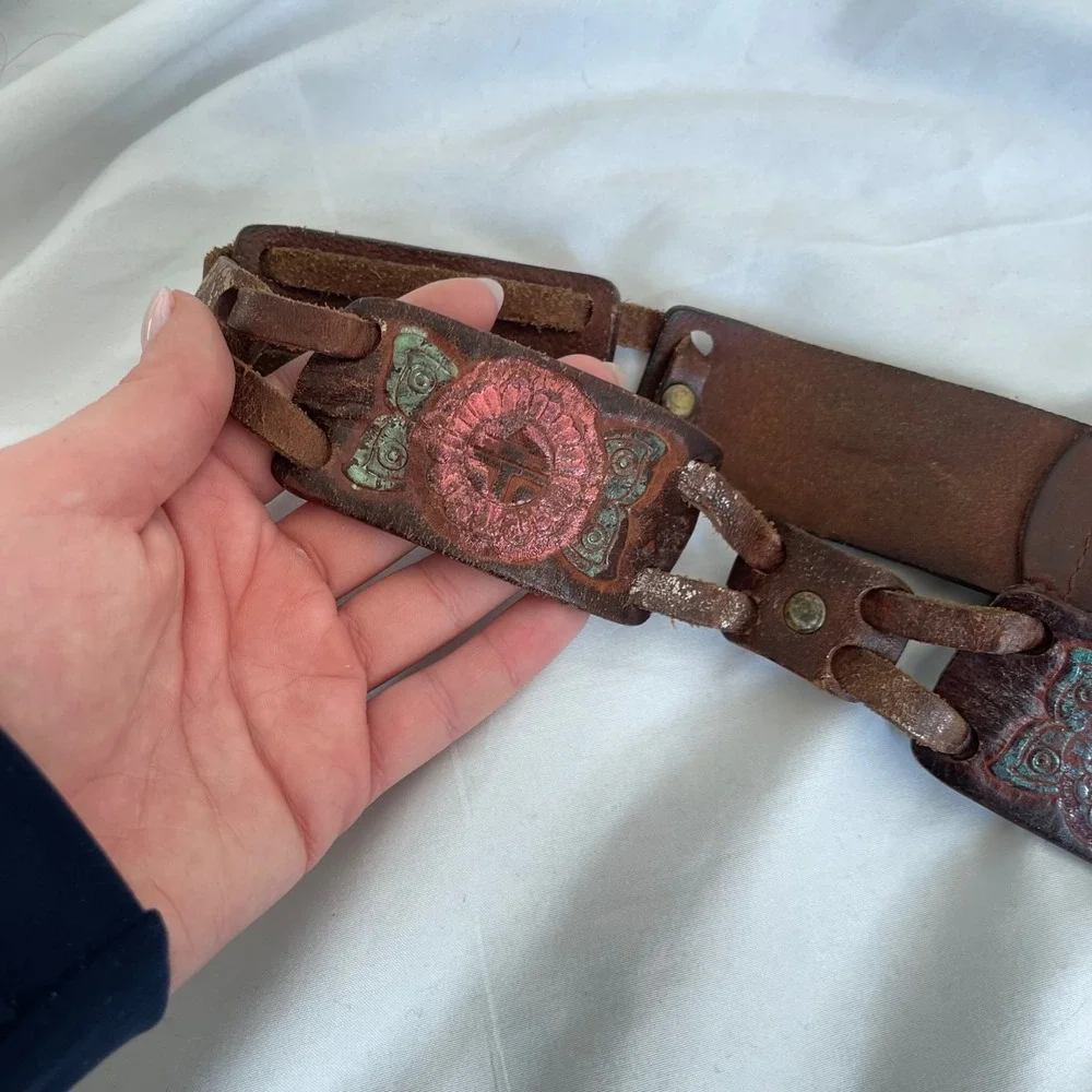 Vintage Fossil Genuine Leather Foil‎ Woven Belt