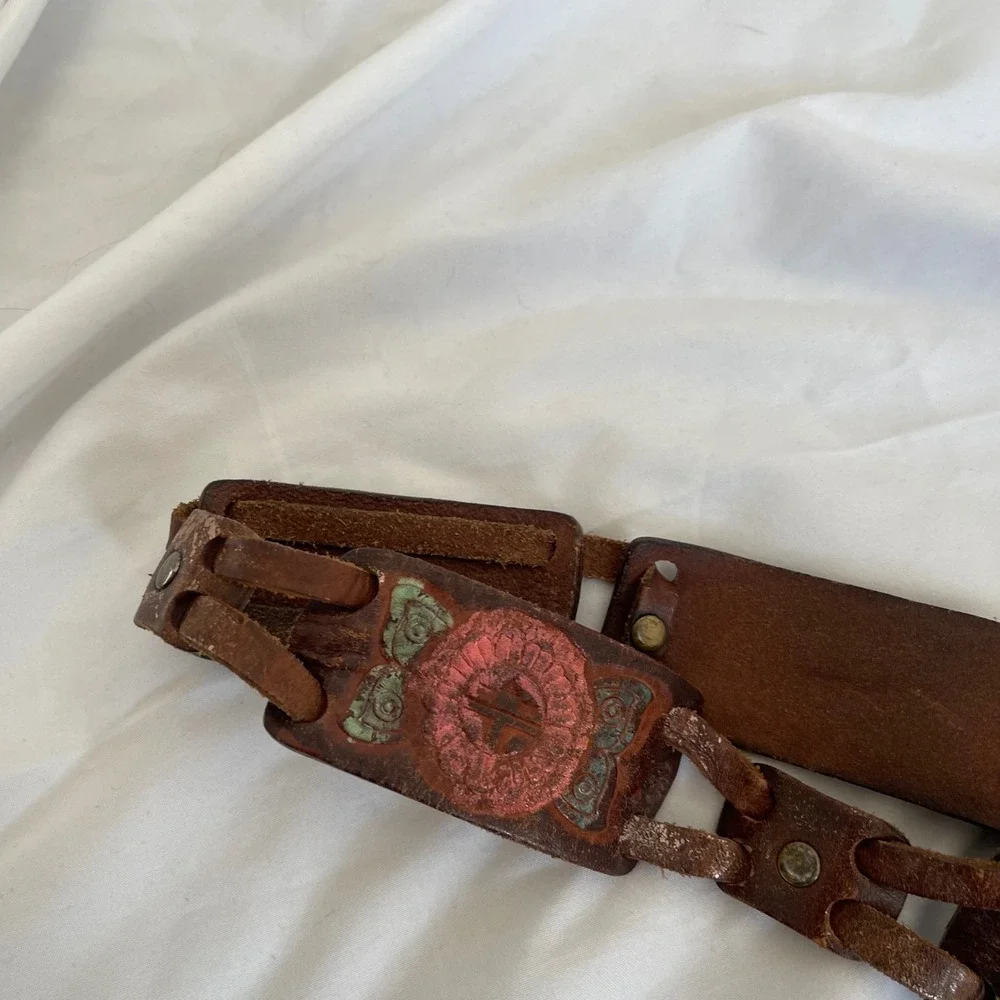 Vintage Fossil Genuine Leather Foil‎ Woven Belt