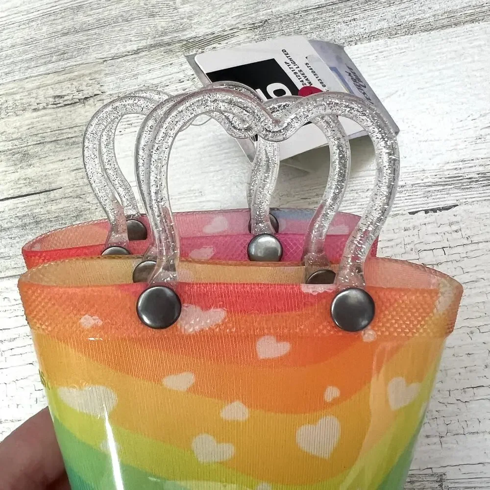 Western Chief Rain Boots Toddler Girls Size 5 Rainbow Heart Waves Light Up