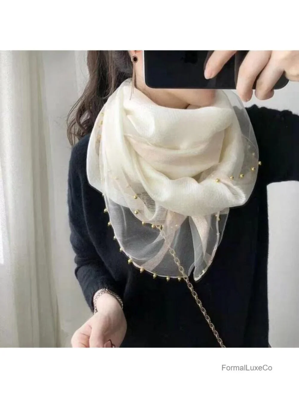 Silk Wool Lightweight Scarf Shawl Wrap for Evening Wedding