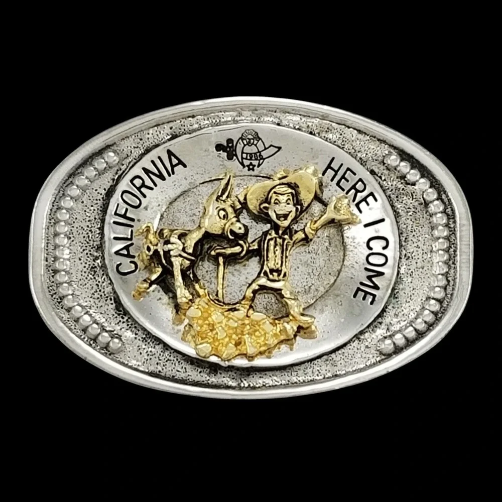 1986 Freemasons Shriners‎ Mason California Here I Come Belt Buckle Gold Rush