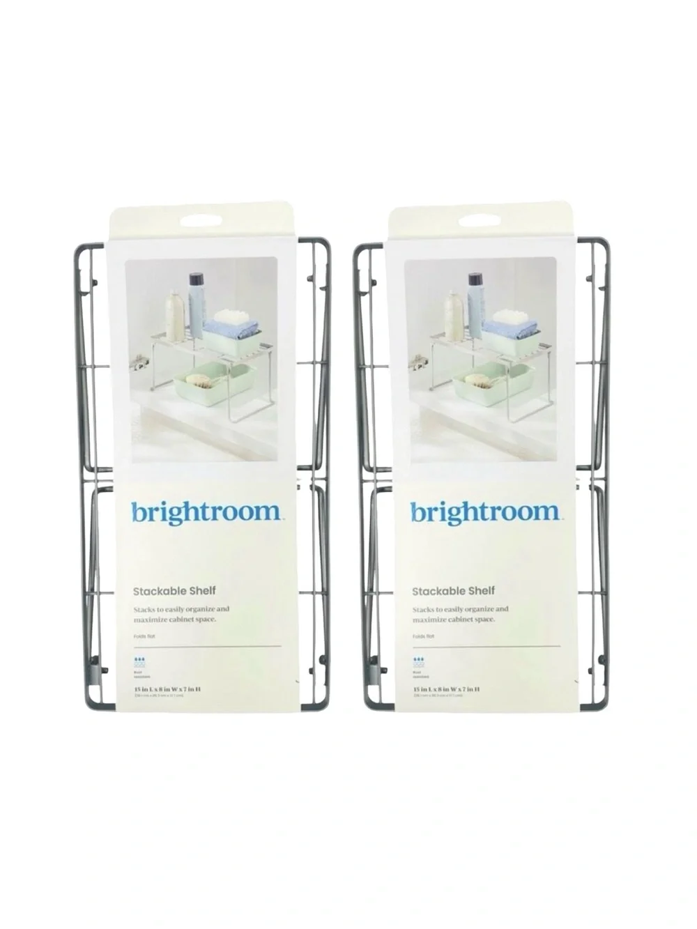 Brightroom Stackable Shelf - 15” x 8” x 7” - Set of 2 - No Assembly Required
