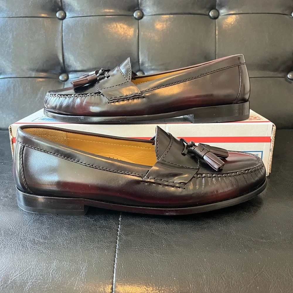 Cole Haan Cordovan Burgundy Leather Pinch Tassel Loafers Men’s‎ Sz 10D