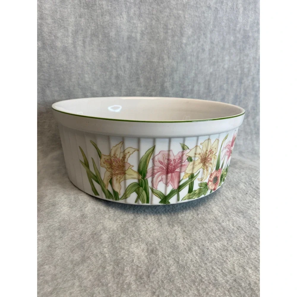 Vintage Stafford Jade Lily Fine Porcelain Souffle‎ Casserole 9