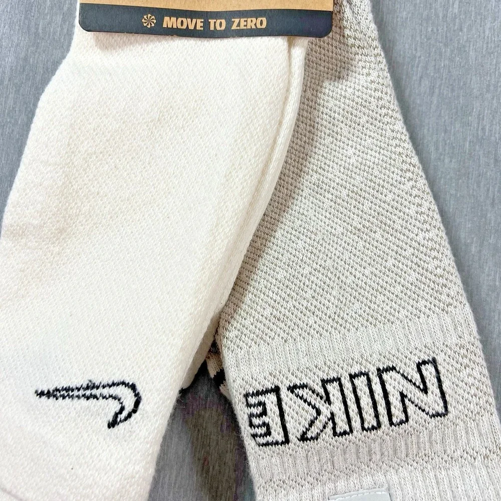 New 2pack Men's Nike Everyday Plus Undyed Cushioned Crew Socks 12-15 White/Wheat