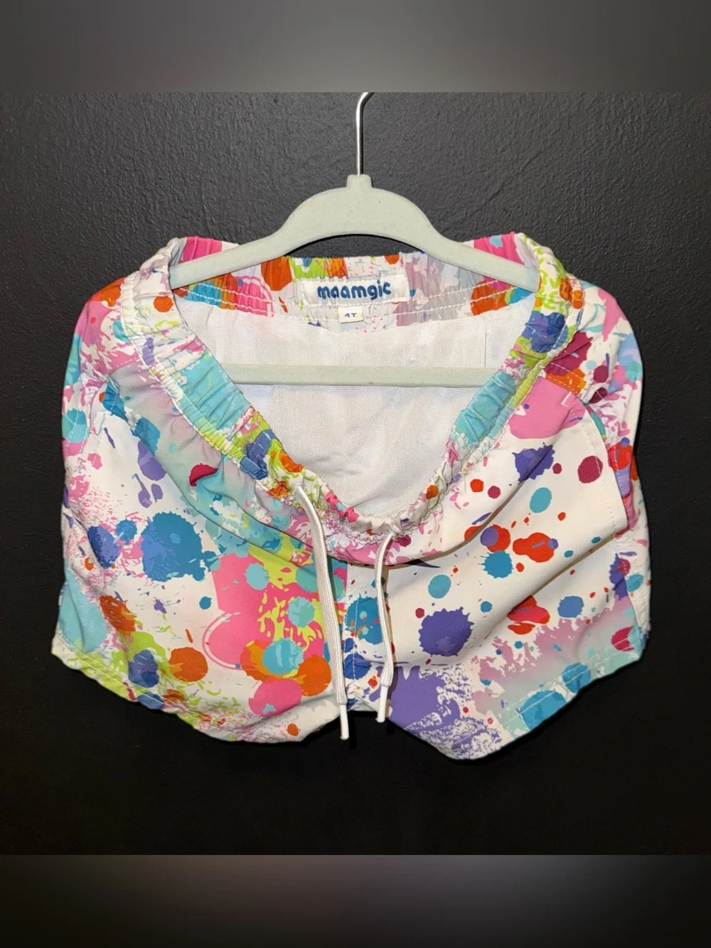 Maagic Kids' Multicolor Paint-Splash Swim Trunks - White Base