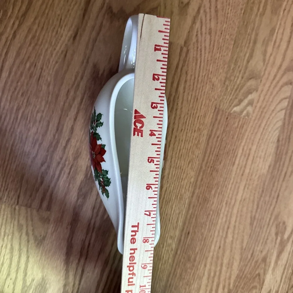 Hallmark‎ Gravy Boat Poinsettia & Holly Design HLM2 Pattern Christmas Serving