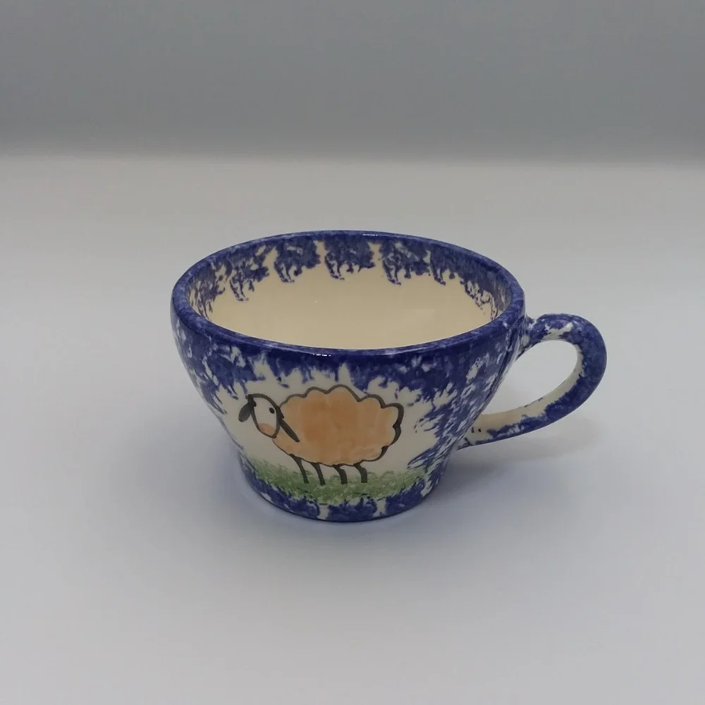 Molly Dallas Pottery Old English Spatterware Tea Set Creamer Cup Farmhouse Decor