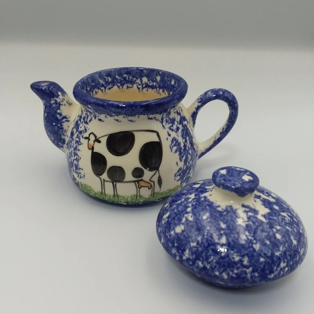 Molly Dallas Pottery Old English Spatterware Tea Set Creamer Cup Farmhouse Decor