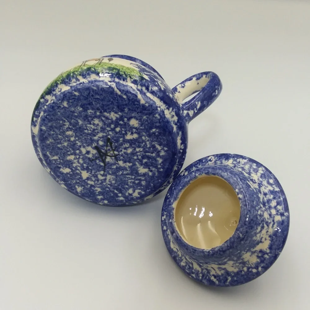 Molly Dallas Pottery Old English Spatterware Tea Set Creamer Cup Farmhouse Decor