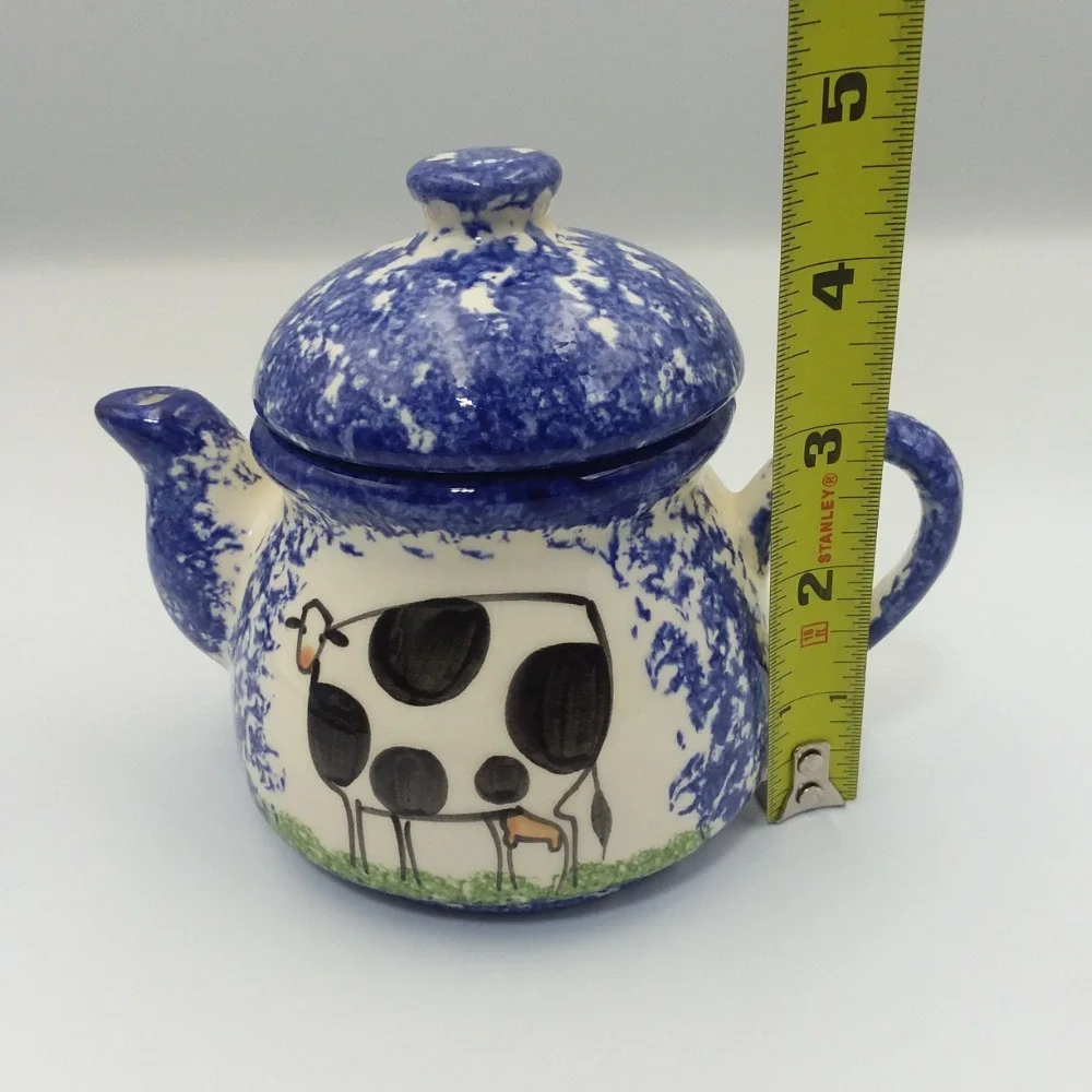Molly Dallas Pottery Old English Spatterware Tea Set Creamer Cup Farmhouse Decor