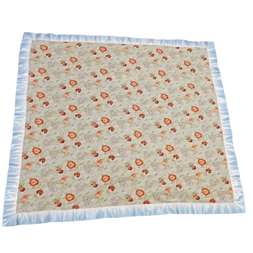 Vintage Safari Animal Baby Blanket Ombre Satin Trim‎ 40×40